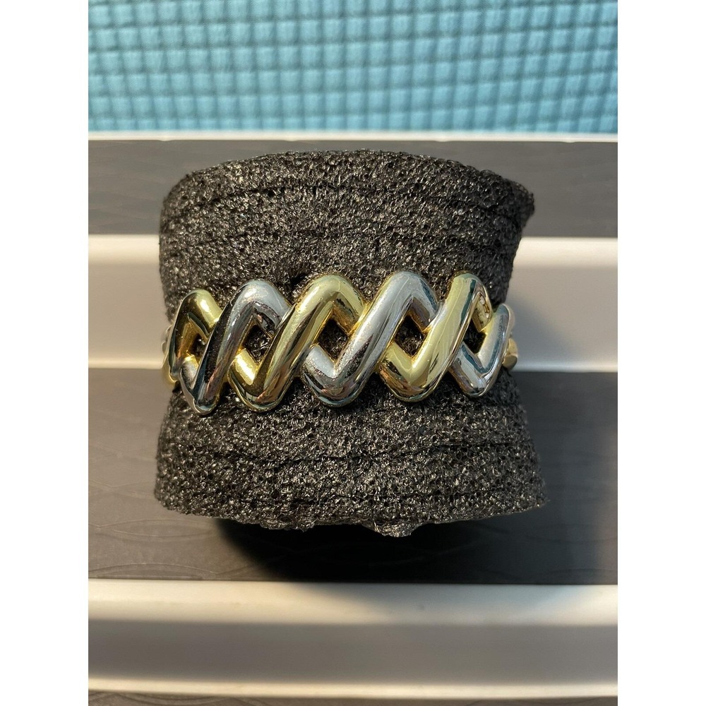 Vintage Two Toned Hinged Bangle Bracelet